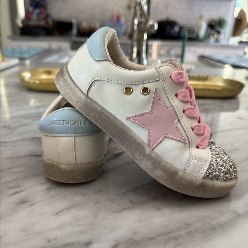 SweetHoney Star Sneakers 11 - Pink, White, and Blue